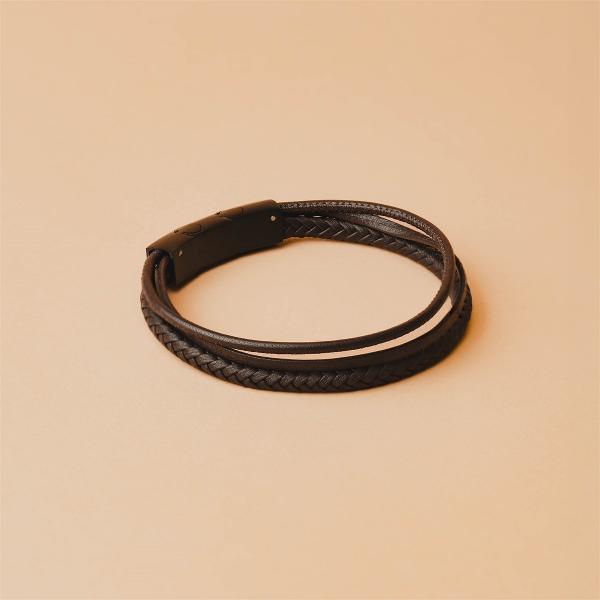 Dreifaches Armband mit braunem italienischem Nappaleder - Arte Brown